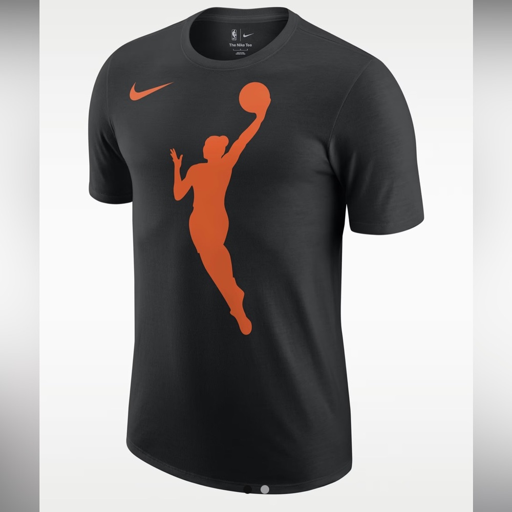 Nike kids unisex Black Tee with Orange Athlete Graphic large